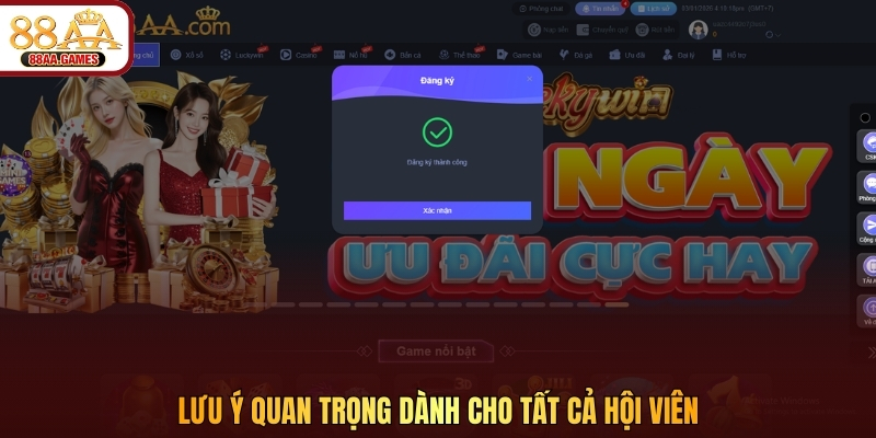 Lưu ý quan trọng dành cho tất cả hội viên 