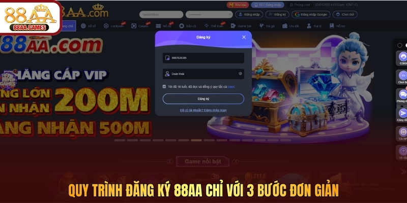 Quy trình đăng ký 88AA chỉ với 3 bước đơn giản 